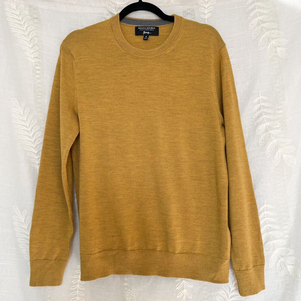 Banana Republic Baruffa Collab Mustard Yellow FrancoItalian Merino Wool Sweater